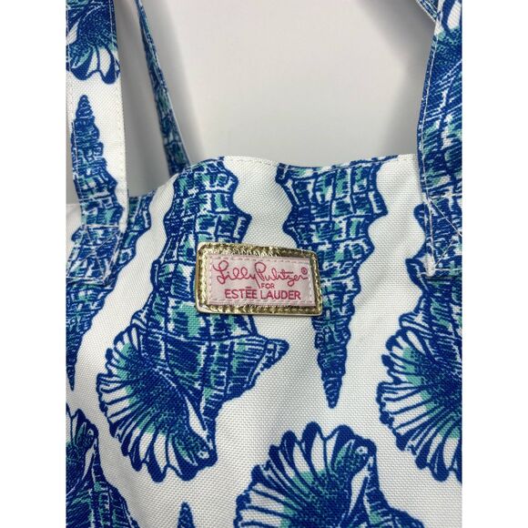 Lilly Pulitzer Seashell Large Tote Shoulder Bag Womens White Blue Desigen - Picture 3 of 10